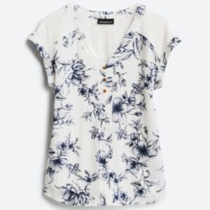 Stitch Fix Fortune + Ivy Joanna Natural Button Mixed Material Top - Medium